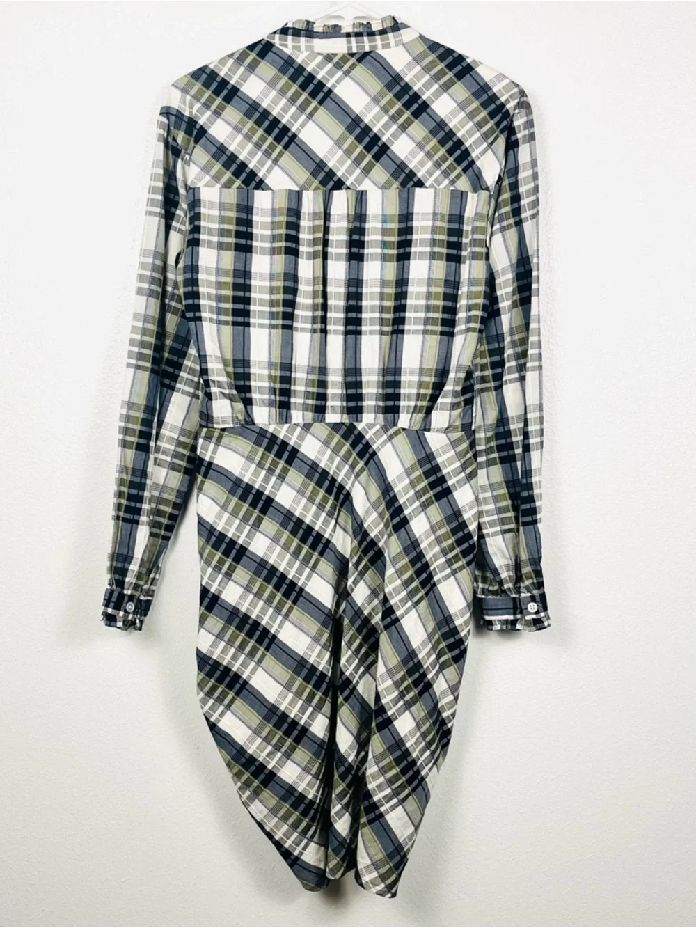 Veronica Beard Size 4 Vilette Plaid Button-Front Ruched Mini Shirt Dress - Picture 7 of 8